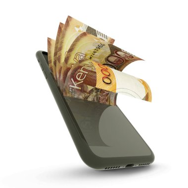 Kenya şilinlerinin bir cep telefonunda 3B rendelenmesi