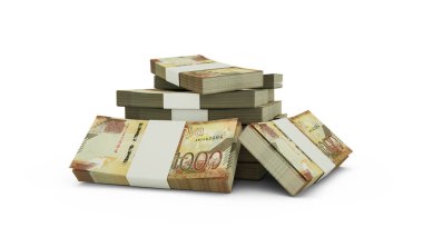 Kenya Şilinlerinin 3D kopyası. Kenya para birimi desteleri beyaz arkaplanda izole