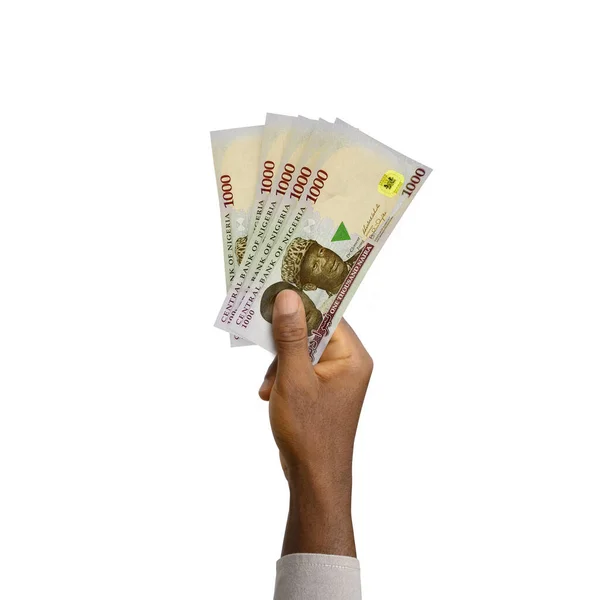 Schwarze Hand Mit Gerenderten Nigerianischen Naira Noten — Stockfoto
