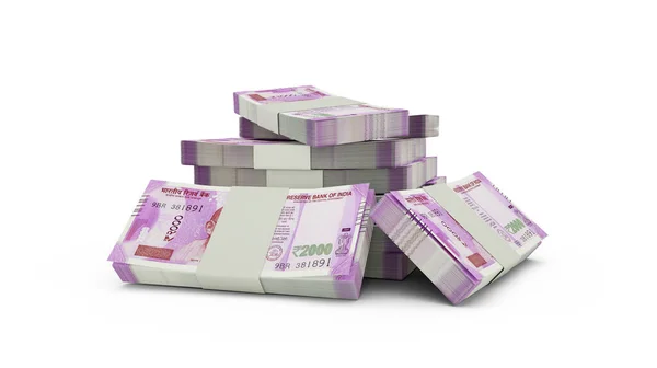 Egy Halom Indiai Rúpiás Bankjegy Kiadása Kötegek Indiai Valuta Bankjegyek — Stock Fotó