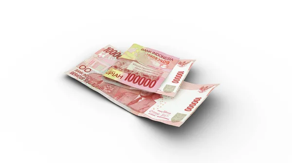 Rendering Von Double 100000 Indonesischen Rupiah Noten Mit Schatten Auf — Stockfoto
