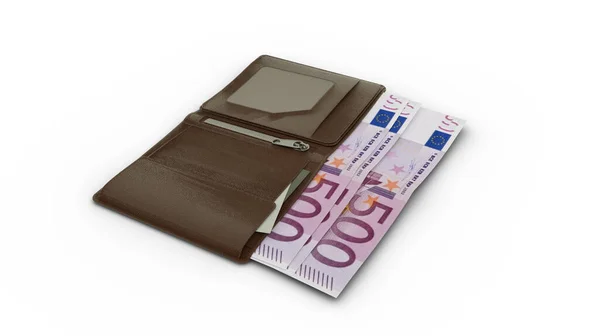 Rendering Euro Notes Wallet — Stock Photo, Image