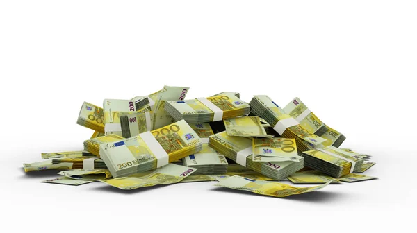 3D堆栈200欧元纸币分离的白色背景 — 图库照片