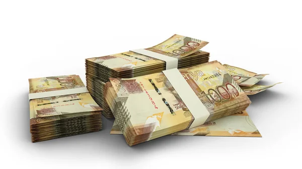 3D堆栈1000肯尼亚先令钞票分离的白色背景 — 图库照片