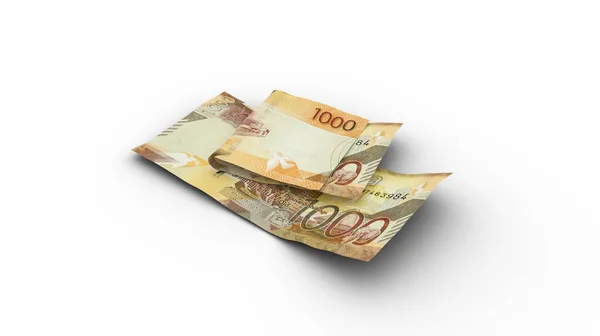 Двойной 1000 Кенийских Шиллинговых Банкнот Тенями Изолированными Белом Фоне — стоковое фото