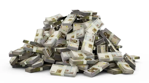 Grande Pilha Naira Nigeriano Observa Monte Dinheiro Sobre Fundo Branco — Fotografia de Stock