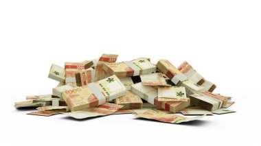 Beyaz arkaplana izole edilmiş 3 boyutlu Hong Kong dolar banknotları