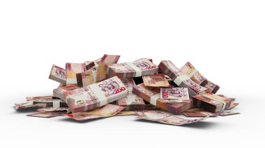 3D yığın 200 Ghanaian cedi notları
