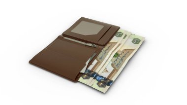 Cüzdanında 1000 adet Birleşik Arap Emirliği 'nin üç boyutlu resmi var. Emirati 