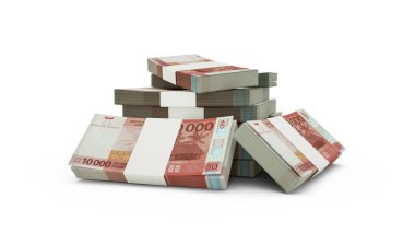 Beyaz arkaplana izole edilmiş 3D CFP franc notları