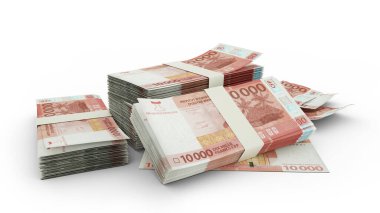 Beyaz arkaplana izole edilmiş 3D CFP franc notları