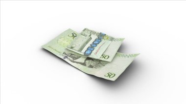 Beyaz arkaplanda gölgeli 3D çift 100 Libya dinar notları