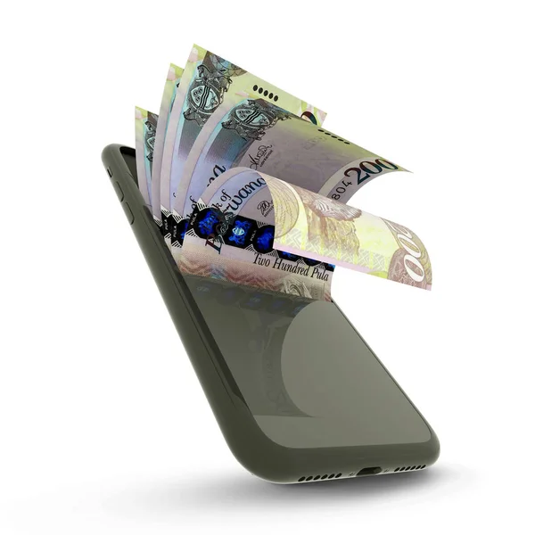 Rending Botswanan Pula Notes Mobile Phone — Stock Photo, Image