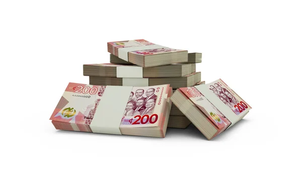 Rendering Von Stapel Ghanaischer Cedi Noten Bündel Ghanaischer Banknoten Isoliert — Stockfoto