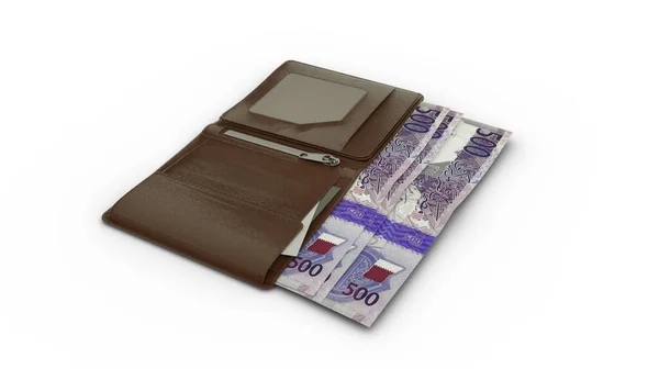 Rendering Qatar Riyal Notes Wallet — Stock Photo, Image