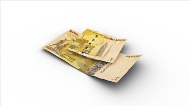 Çift 50000 Ugandalı şilinin 3D görüntülemesi. Beyaz arkaplanda gölgeler var.