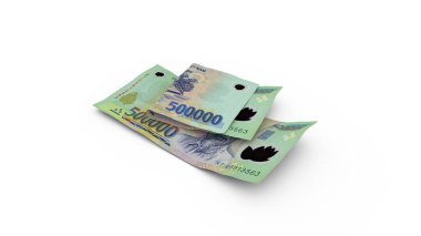 3D rendering of Double Vietnamese dong notes isolated on white background