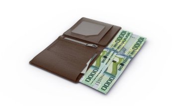 3D rendering of Sierra Leonean leone notes in wallet