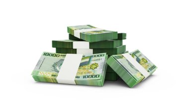 3d rendering of Stack of Sierra Leonean leone notes. bundles of Sierra Leonean currency notes isolated on white background