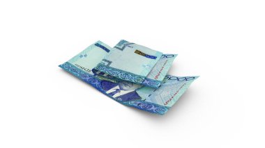 3D rendering of Double Turkmenistani manat notes isolated on white background