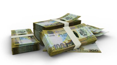 3D Stack of Solomon islands dollar notes isolated on white background