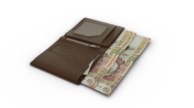 3D rendering of Peruvian sol notes in wallet