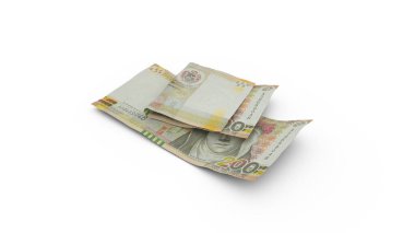 3D rendering of Double Peruvian sol notes isolated on white background