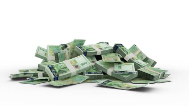 3D Stack of 100 Bulgarian lev notes isolated on white background