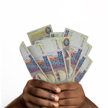 hands holding 3D rendered Cape Verdean escudo notes. closeup of Hands holding cape Verdean currency notes