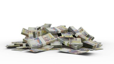 3D Stack of Cape Verdean escudo notes isolated on white background