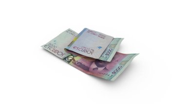 3D rendering of Double Cape Verdean escudo notes isolated on white background