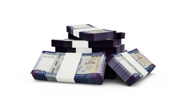 3d rendering of Stack of Liberian dollar notes. bundles of Liberian currency notes isolated on white background