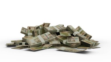3D Rendering of Stack of 100 suriname dollar notes isolated on white background. Bundles of dollar notes