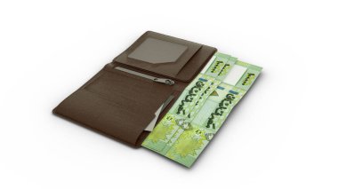3D rendering of Lebanese pound notes in wallet