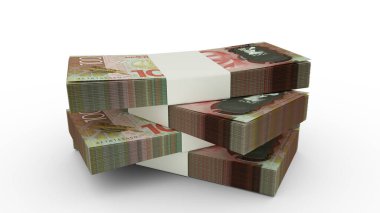 3d rendering of Stack of New Zealand dollar notes. Few bundles of New Zealand currency isolated on white background