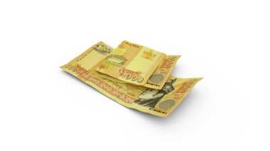 3D rendering of Double Bhutanese ngultrum notes isolated on white background