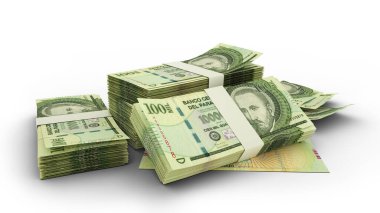 3D Stack of 100000 Paraguayan guarani notes notes isolated on whited background