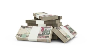 3D Stack of 500 Honduran lempira notes isolated on white background