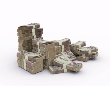 Stack of 500 Honduran lempira notes. 3d rendering of bundles of money isolated on white background