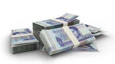 Beyaz arka planda izole edilmiş 3D 1000 Kamboçyalı isyan notları