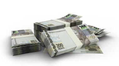 3D Stack of Brazilian Real notes isolated