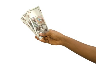 Üç boyutlu adil el ele tutuşması, Hırvat kuna notalarını beyaz arkaplanda izole etti