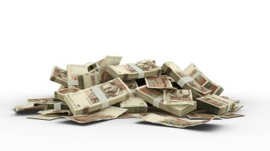 3D Stack of 200 Croatian kuna notes isolated on white background. Croatian Currency