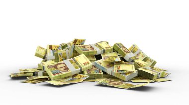 Beyaz arkaplanda izole edilmiş 3D 200 Gürcistan lari notası