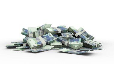Beyaz arka planda izole edilmiş 3D 1000 Pakistan rupisi.