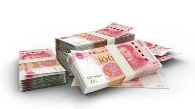 3D Stack of Chinese Yuan notes