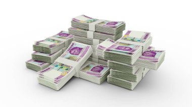 bundles of 10000 Central African CFA franc notes. 3D rendering of bundles of banknotes