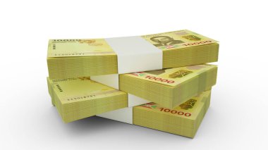 3d rendering of Stack of 10000 Burundian franc notes. Few bundles of Burundian currency isolated on white background