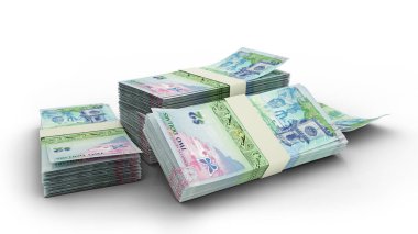 3D Stack of Bermuda Dollar notes isolated on white background