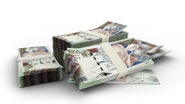 3D Stack of 100 Barbados dollar notes, Barbadian dollar